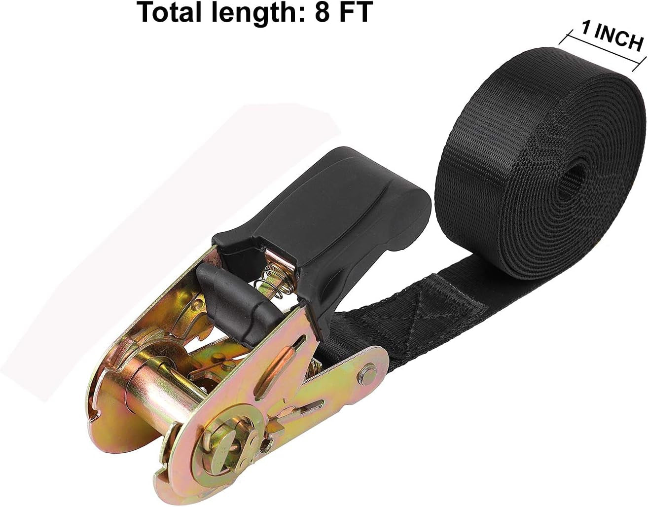 Endless Ratchet Tie down Straps Heavy Duty Cargo Tie Downs, Durable Nylon Black Strap down Ratcheting Securing Straps, Track Spring Fittings, Tie-Down Motorcycles, Trailer Loads, Kayak (8Ft - 4Pack)